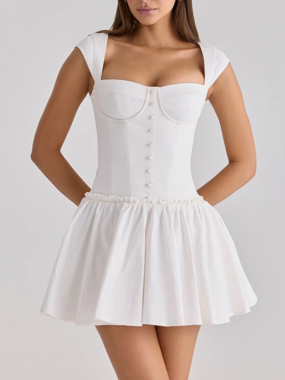 House of CB Kaia White cotton Corset Mini Dress
